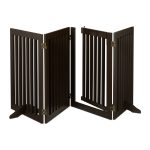 Poarta de siguranta pentru copii sau animale de casa, Relaxdays, H 70 cm, lungime maxima 207 cm, MDF, maro