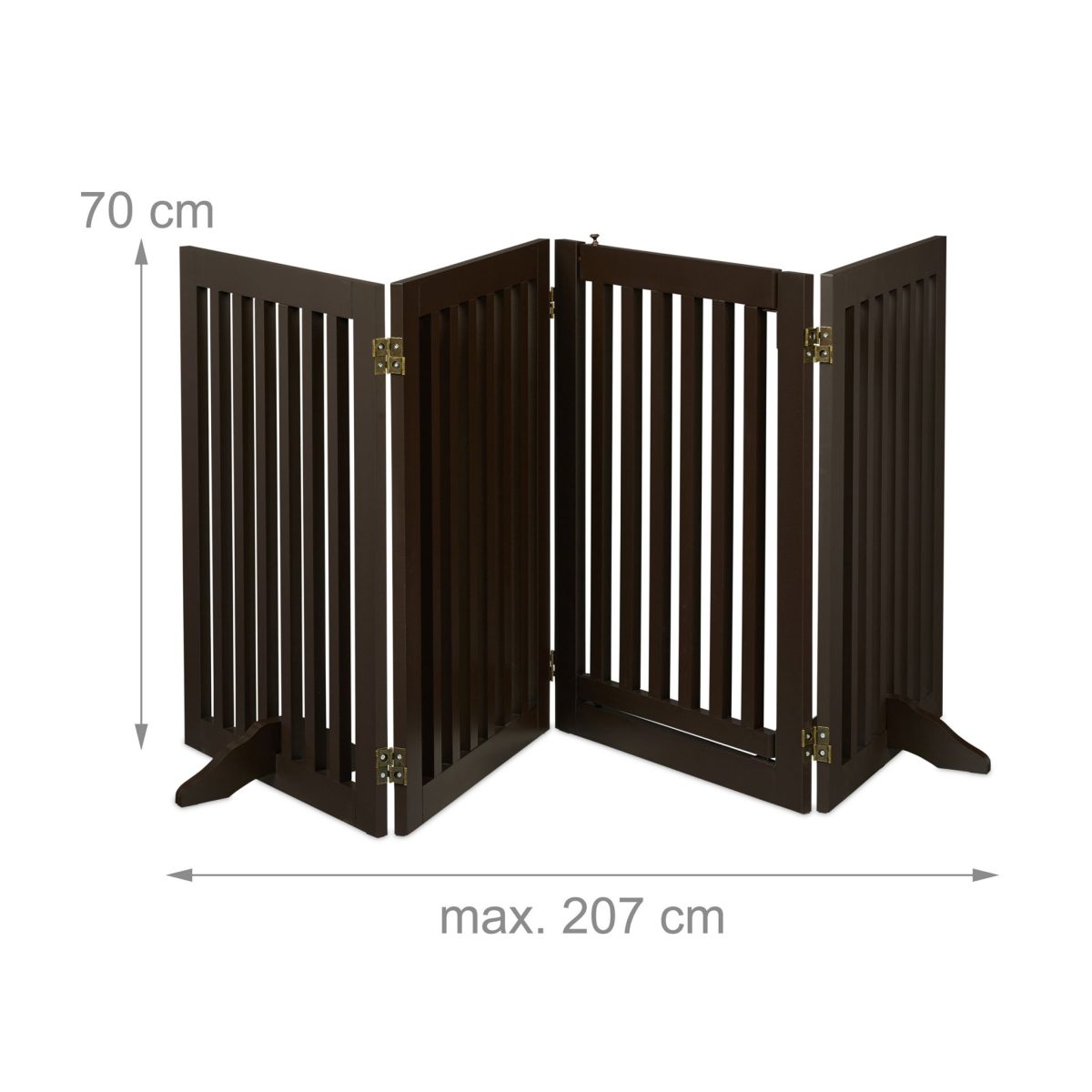 Poarta de siguranta pentru copii sau animale de casa, Relaxdays, H 70 cm, lungime maxima 207 cm, MDF, maro - imagine 4