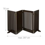 Poarta de siguranta pentru copii sau animale de casa, Relaxdays, H 70 cm, lungime maxima 207 cm, MDF, maro - imagine 4