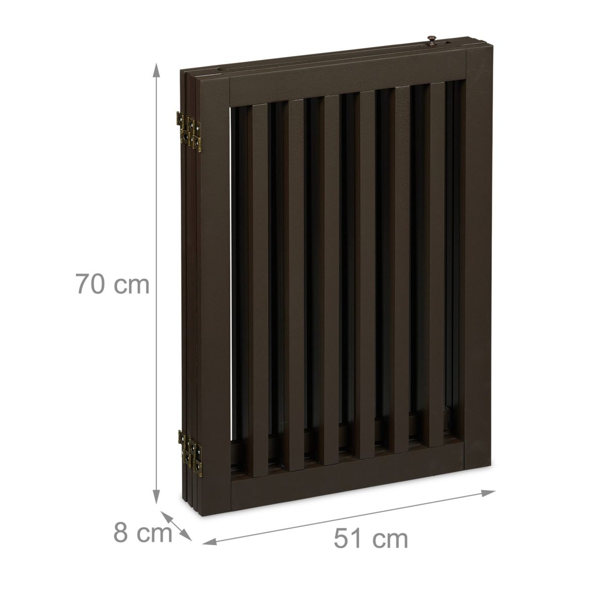 Poarta de siguranta pentru copii sau animale de casa, Relaxdays, H 70 cm, lungime maxima 207 cm, MDF, maro - imagine 5