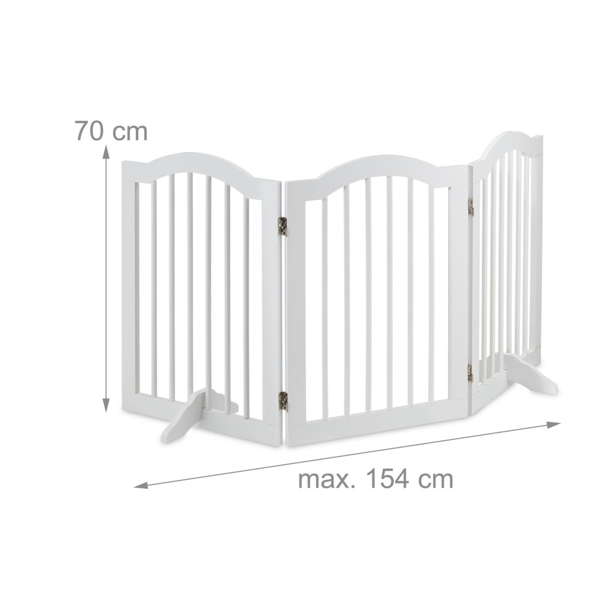 Poarta de siguranta pentru copii sau animale de casa, Relaxdays, H 70 cm, lungime maxima 154 cm, MDF si bambus, alb - imagine 4
