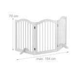 Poarta de siguranta pentru copii sau animale de casa, Relaxdays, H 70 cm, lungime maxima 154 cm, MDF si bambus, alb - imagine 4