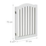 Poarta de siguranta pentru copii sau animale de casa, Relaxdays, H 70 cm, lungime maxima 154 cm, MDF si bambus, alb - imagine 5