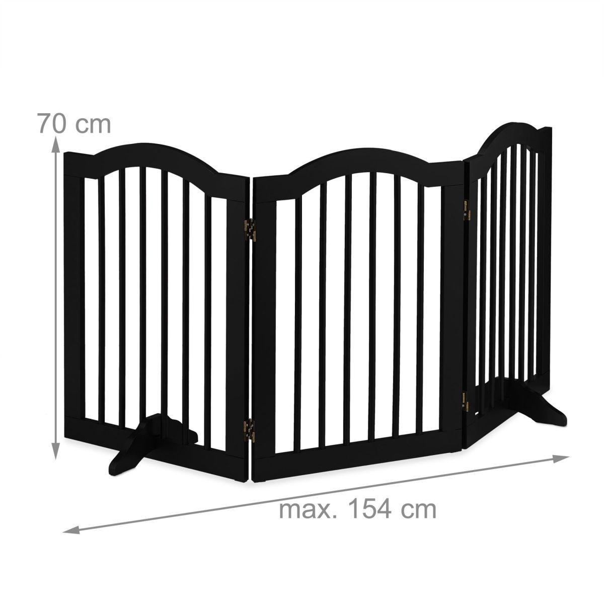 Poarta de siguranta pentru copii sau animale de casa, Relaxdays, H 70 cm, lungime maxima 154 cm, MDF si bambus, negru - imagine 4