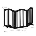 Poarta de siguranta pentru copii sau animale de casa, Relaxdays, H 70 cm, lungime maxima 154 cm, MDF si bambus, negru - imagine 4