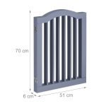 Poarta de siguranta pentru copii sau animale de casa, Relaxdays, H 70 cm, lungime maxima 154 cm, MDF si bambus, gri - imagine 5