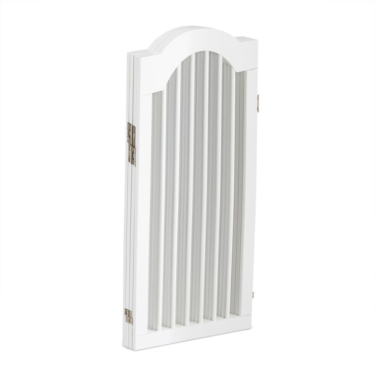 Poarta de siguranta pentru copii sau animale de casa, Relaxdays, H 92 cm, lungime maxima 205 cm, MDF si bambus, alb - imagine 9