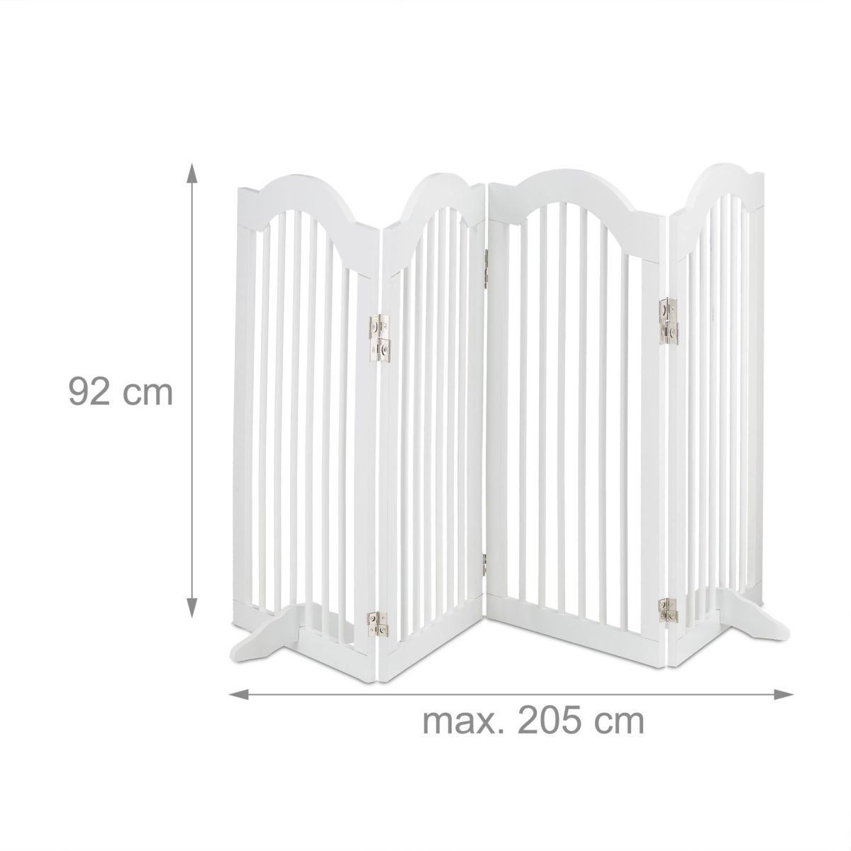Poarta de siguranta pentru copii sau animale de casa, Relaxdays, H 92 cm, lungime maxima 205 cm, MDF si bambus, alb - imagine 4