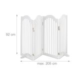 Poarta de siguranta pentru copii sau animale de casa, Relaxdays, H 92 cm, lungime maxima 205 cm, MDF si bambus, alb - imagine 4
