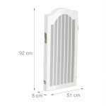 Poarta de siguranta pentru copii sau animale de casa, Relaxdays, H 92 cm, lungime maxima 205 cm, MDF si bambus, alb - imagine 5