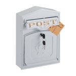 Cutie postala cu aspect vintage alba, pentru exterior, dimensiuni 31,5 x 23 x 9 cm, alb, Relaxdays