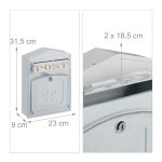 Cutie postala cu aspect vintage alba, pentru exterior, dimensiuni 31,5 x 23 x 9 cm, alb, Relaxdays - imagine 4