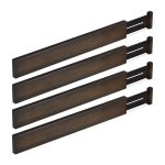 Set 4 x organizator reglabil pentru sertar, bambus/silicon, 6 x 1,5 cm, maro