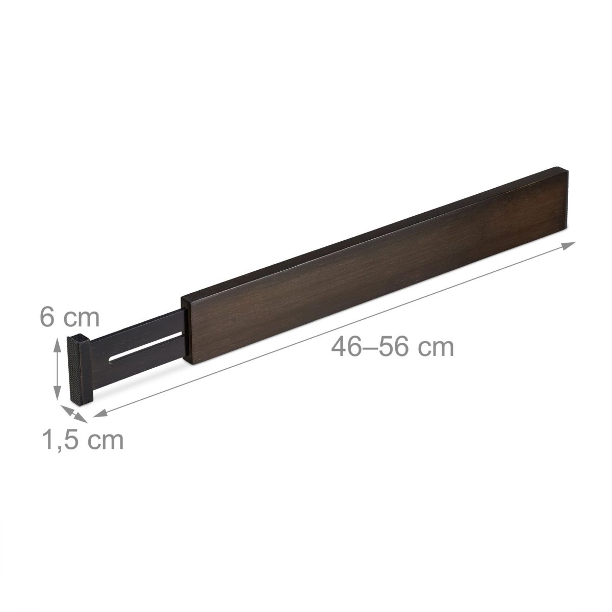 Set 4 x organizator reglabil pentru sertar, bambus/silicon, 6 x 1,5 cm, maro - imagine 2