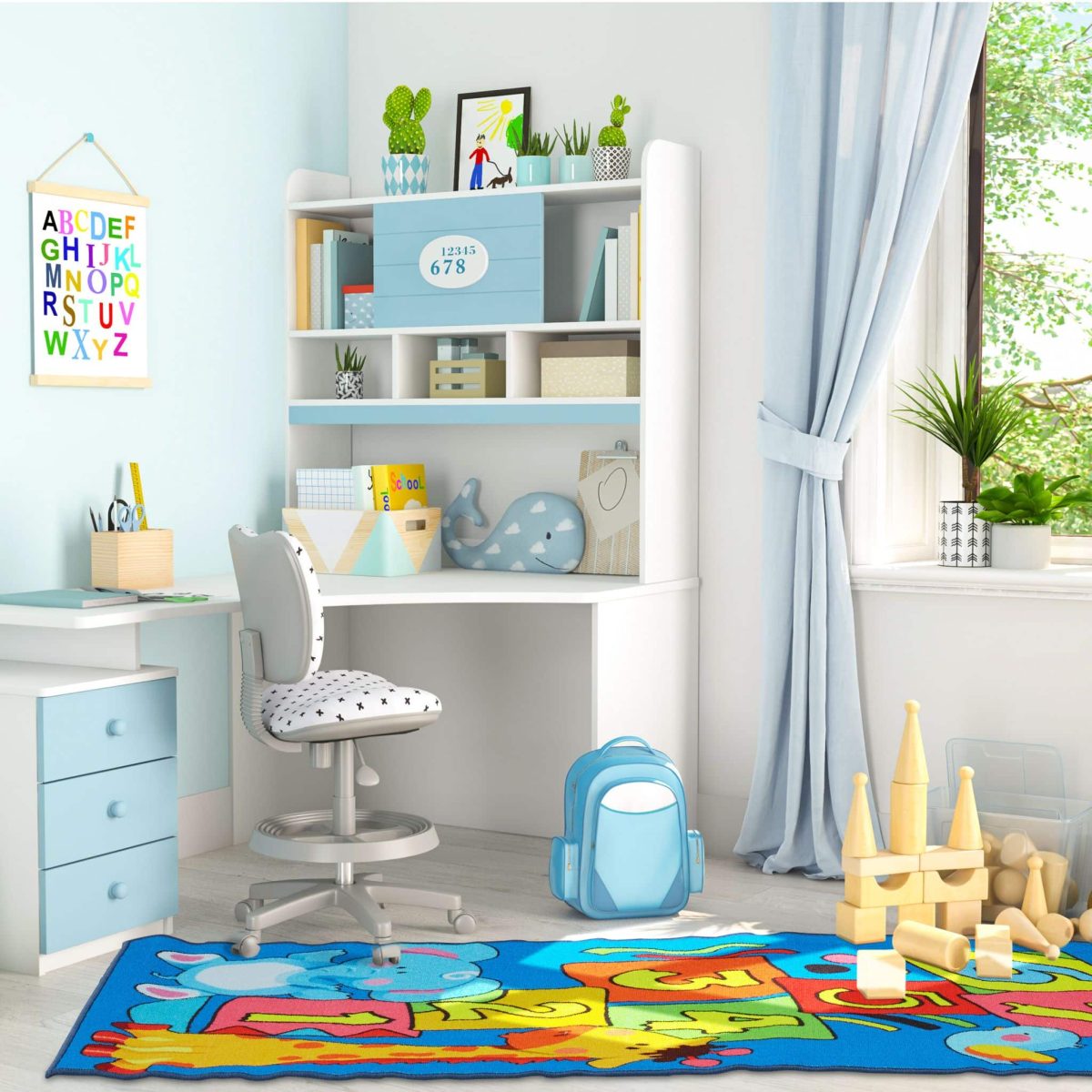 Covoras pentru copii cu animale si numere, din poliester/plastic, 0,4 x 67 x 179 cm, pentru dezvoltarea imaginatiei si mobilitatii cu ajutorul sotronului - imagine 2