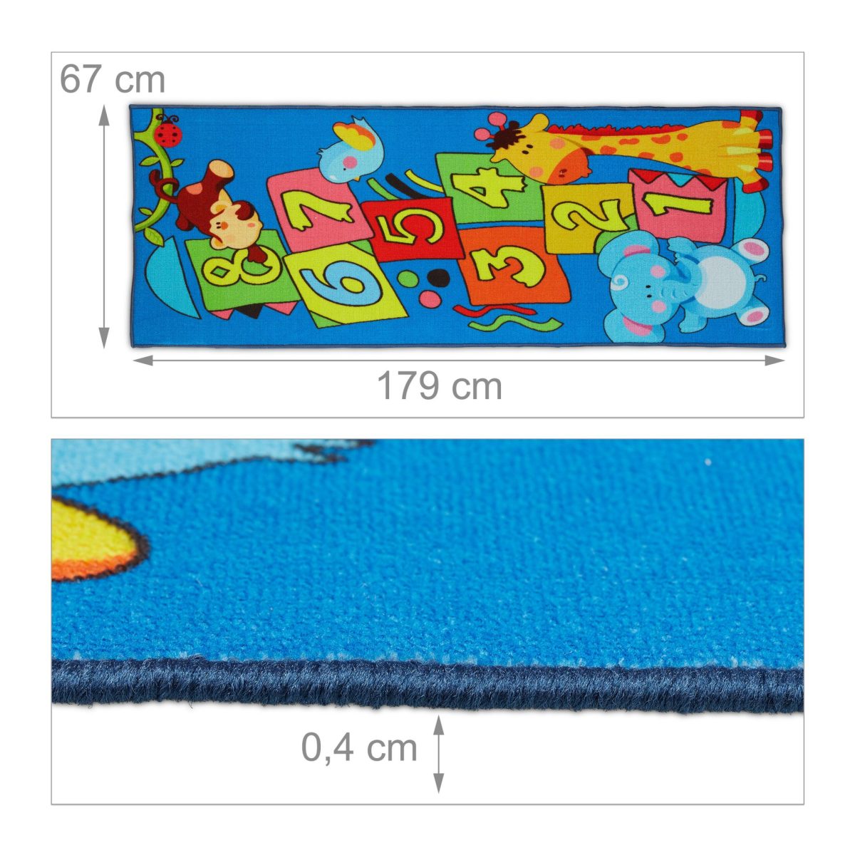 Covoras pentru copii cu animale si numere, din poliester/plastic, 0,4 x 67 x 179 cm, pentru dezvoltarea imaginatiei si mobilitatii cu ajutorul sotronului - imagine 4