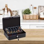 Caseta bani pentru monede si bancnote, Relaxdays, negru, dimensiuni 9 x 25 x 18 cm - imagine 2