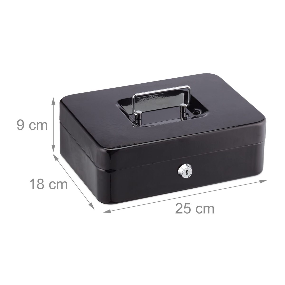 Caseta bani pentru monede si bancnote, Relaxdays, negru, dimensiuni 9 x 25 x 18 cm - imagine 4