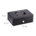 Caseta bani pentru monede si bancnote, Relaxdays, negru, dimensiuni 9 x 25 x 18 cm - imagine 4