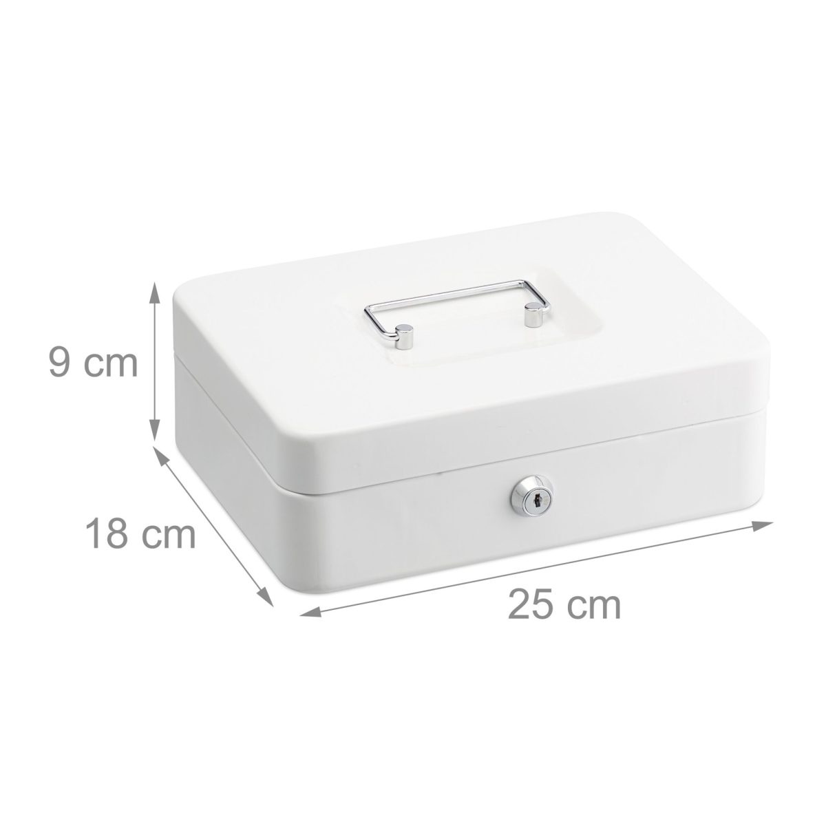 Caseta bani pentru monede si bancnote, Relaxdays, alb, dimensiuni 9 x 25 x 18 cm - imagine 4