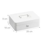 Caseta bani pentru monede si bancnote, Relaxdays, alb, dimensiuni 9 x 25 x 18 cm - imagine 4