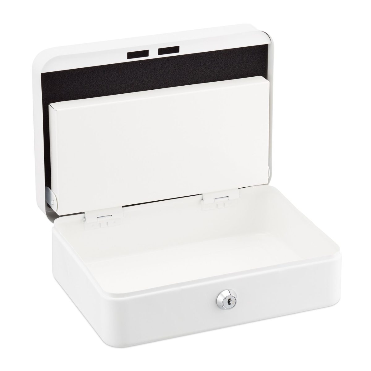 Caseta bani pentru monede si bancnote, Relaxdays, alb, dimensiuni 9 x 25 x 18 cm - imagine 6