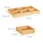 Tava de servire cu 6 boluri, din bambus, natur, 5, 5 x 47 x 32, 5 cm - imagine 4
