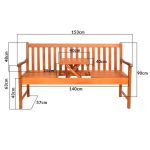Banca de gradina cu masuta incorporata, lemn de eucalipt certificat FSC®, 153 x 57 x 90 cm - imagine 5