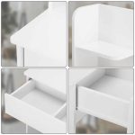 Masa de toaleta cu LED, Casaria®, sertar cu 3 compartimente, 4 rafturi, alb, MDF, 108 x 140 x 40cm - imagine 4