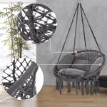 Leagan suspendat din bumbac cu 2 perne, capacitate pana la 150 kg, rezistent la intemperii, cadru otel galvanizat, 80 x 60 x 140 cm, gri - imagine 4
