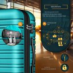 Set trolere pentru voiaj, 4 piese, marimi diferite, S, M, L, XL, include cantar, curele si eticheta pentru bagaje, cu incuietoare, turcoaz - imagine 3