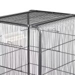Cusca pentru papagali, echipata cu un dozator de apa si o statie de hranire, cu sertar metalic, 4 roti,146x54x54cm, negru/argintiu - imagine 2