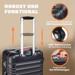 Set trolere pentru voiaj, 3 piese, marimi diferite, M, L, XL, maner telescopic, negru - imagine 2