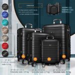 Set trolere pentru voiaj, 4 piese, marimi diferite, S, M, L, XL, include cantar, curele si eticheta pentru bagaje, maner telescopic, cu incuietoare, negru - imagine 4