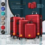 Set trolere pentru voiaj, 4 piese, marimi diferite, S, M, L, XL, include cantar, curele si eticheta pentru bagaje, cu incuietoare, rosu - imagine 2
