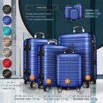 Set trolere pentru voiaj, 4 piese, marimi diferite, S, M, L, XL, include cantar, curele si eticheta pentru bagaje, cu incuietoare, albastru - imagine 3