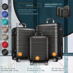 Set trolere pentru voiaj, 3 piese, marimi diferite, M, L, XL, include cantar, curele si eticheta pentru bagaje, cu incuietoare, gri inchis - imagine 4