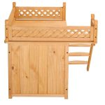 Casa de pisici din lemn, 2 etaje, de interior/exterior, 53,5x54,5x64,5cm, maro - imagine 3