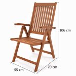 Set masa extensibila de lemn eucalipt cu 6 scaune pliabile si reglabile, gradina si terasa,CASARIA®, extensibila, cu loc pentru umbrela, spatar reglabil pe 5 pozitii cu forma ergonomica, lemn de eucalipt certificat FSC® - imagine 8