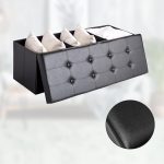 Banca 3 locuri cu spatiu depozitare, CASARIA®, 131 L, negru, 115 x 38 x 38 cm - imagine 2