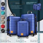Set trolere pentru voiaj, 3 piese, marimi diferite, M, L, XL, include cantar, curele si eticheta pentru bagaje, cu incuietoare, albastru - imagine 5