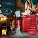 Set trolere pentru voiaj, 4 piese, marimi diferite, S, M, L, XL, include cantar, curele si eticheta pentru bagaje, cu incuietoare, rosu - imagine 4