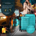 Set trolere pentru voiaj, 4 piese, marimi diferite, S, M, L, XL, include cantar, curele si eticheta pentru bagaje, cu incuietoare, turcoaz - imagine 6
