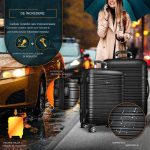 Set trolere pentru voiaj, 3 piese, marimi diferite, M, L, XL, include cantar, curele si eticheta pentru bagaje, cu incuietoare, negru - imagine 5