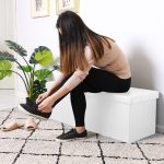 Banca pliabila cu spatiu depozitare, CASARIA®, 131 L, alb, 115 x 38 x 38 cm - imagine 3
