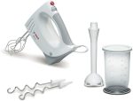 Mixer de mana Bosch MFQ3540, 450 W, 5 viteze, Alb/Gri