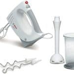 Mixer de mana Bosch MFQ3540, 450 W, 5 viteze, Alb/Gri