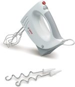 Mixer de mana Bosch MFQ3540, 450 W, 5 viteze, Alb/Gri