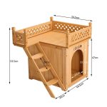 Casa de pisici din lemn, 2 etaje, de interior/exterior, 53,5x54,5x64,5cm, maro - imagine 2