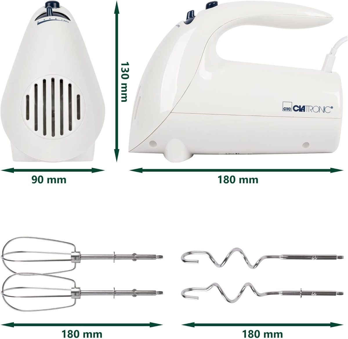 Mixer manual, Clatronic, HM 3014, 5 viteze, 250W, Alb - imagine 2